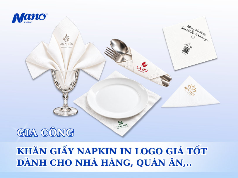 Dịch vụ in logo lên khăn giấy | Nano Tissue gia công giá tốt